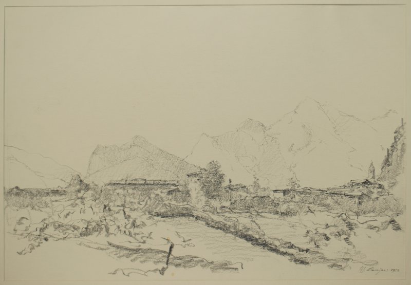 1958 - Paesaggio nei pressi di Arco con le montagne sullo sfondo
